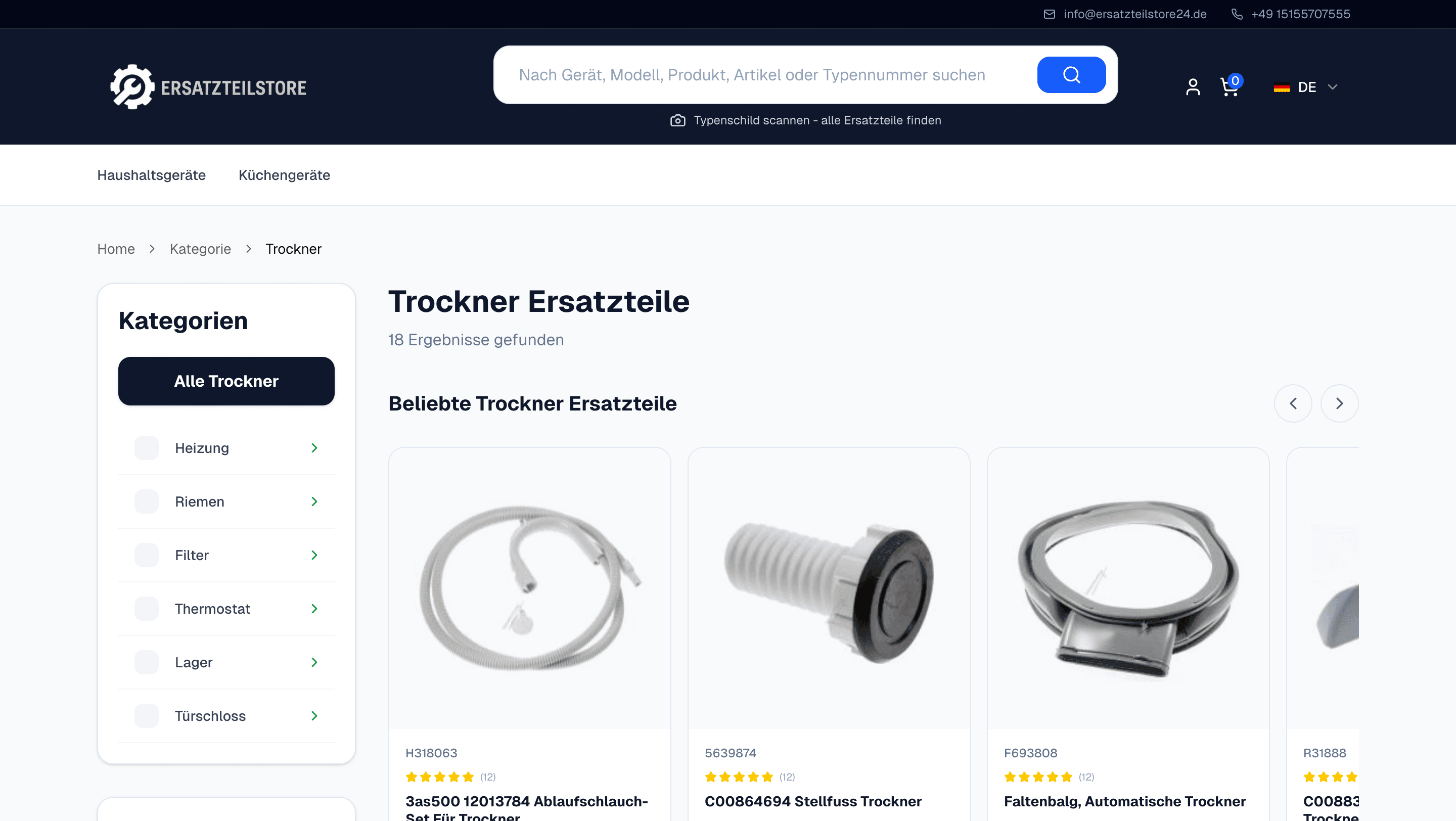 Ersatzteilstore screenshot 1