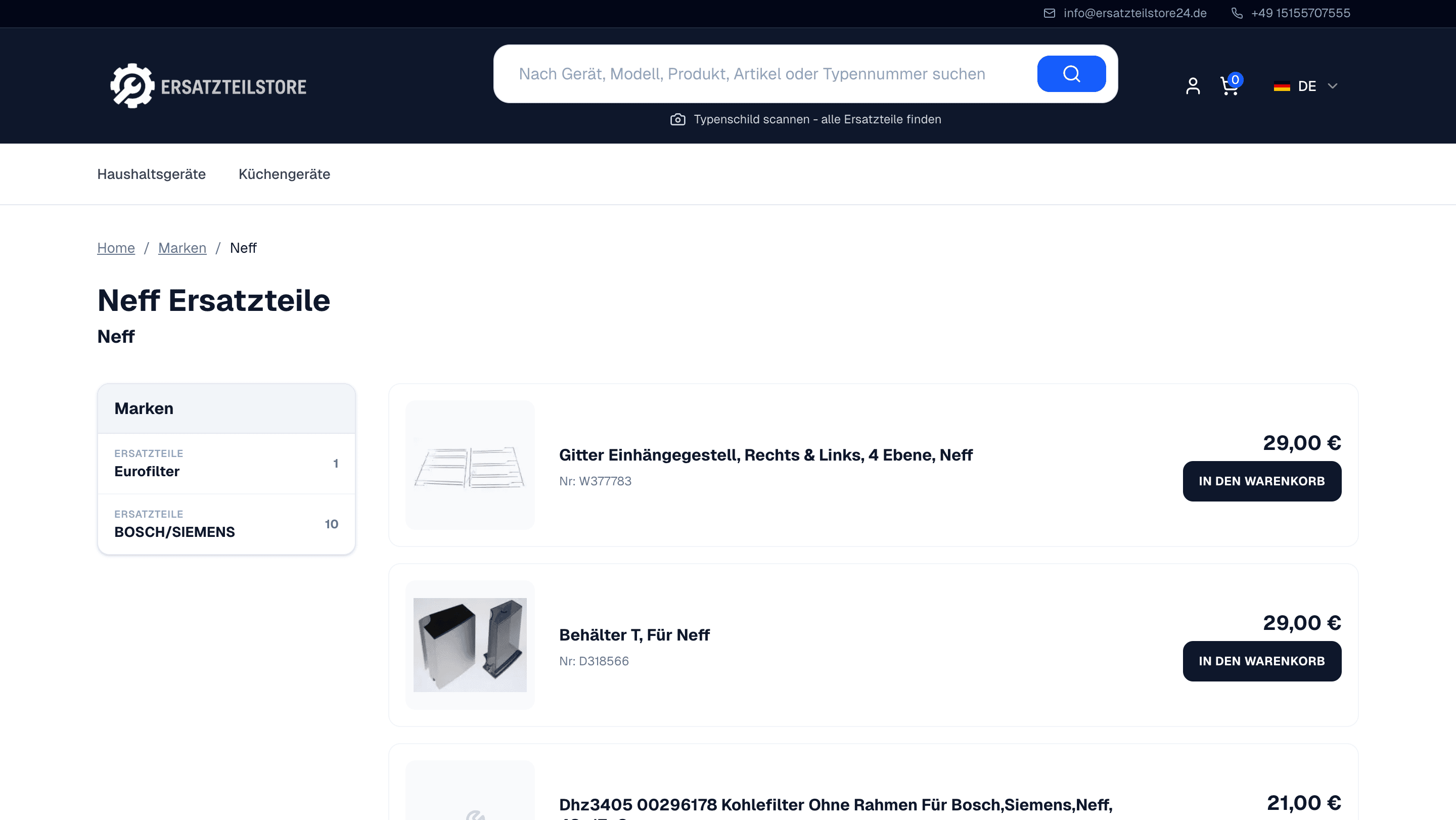 Ersatzteilstore screenshot 2